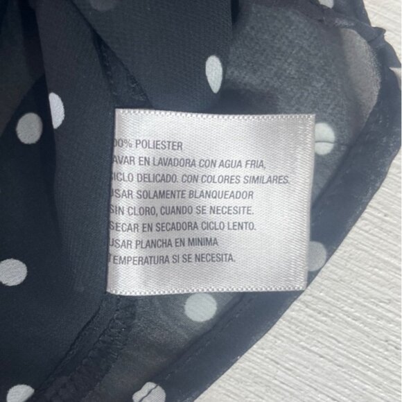 Worthington Polka Dot Ruffle Sleeve Blouse Womens Large Black White Sheer Lined - Picture 9 of 9